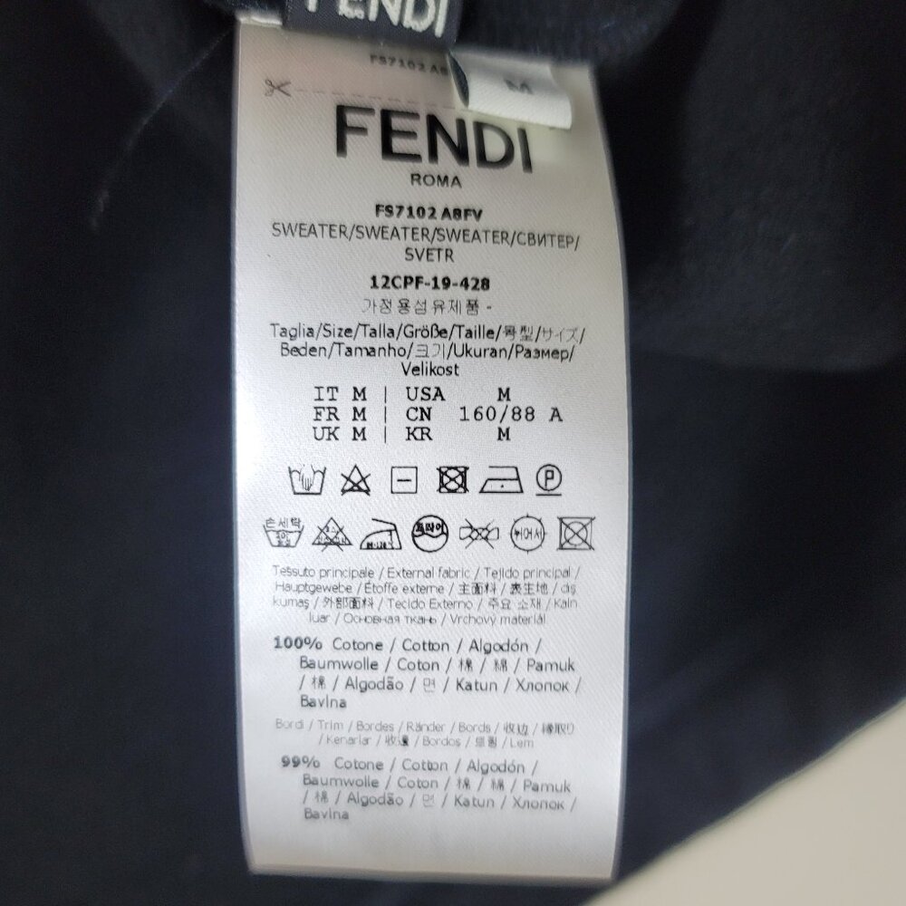 Fendi Embroidered Logo Crewneck Sweatshirt Women M Black NWT - Picture 9 of 15